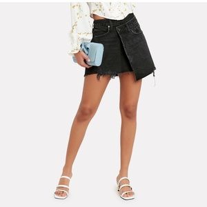 NWT AGOLDE CRISS CROSS DENIM SKIRT PIVOT BLACK 26